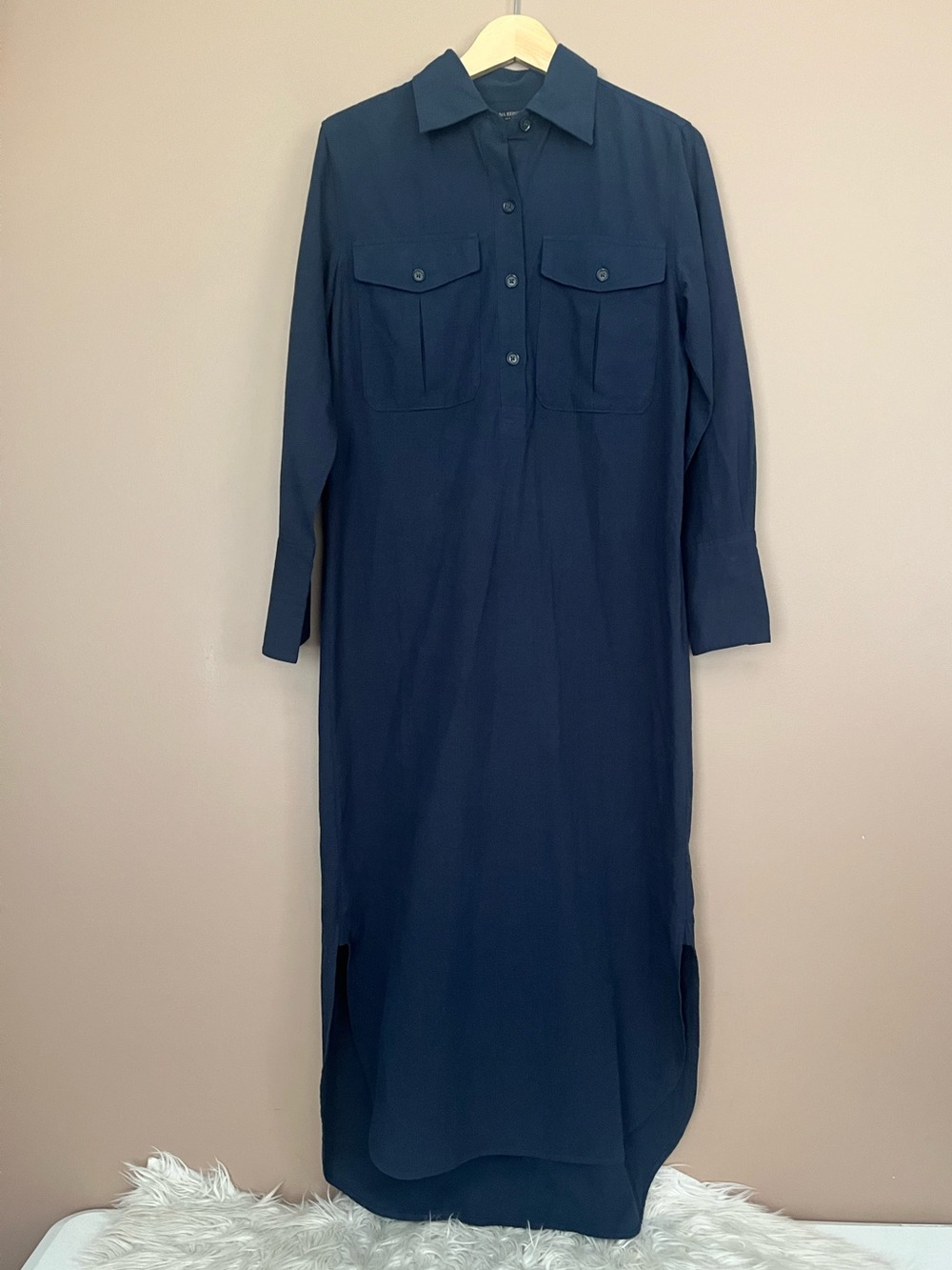 {Banana Republic Factory} Long Sleeve Utility Midi Shirt Dress in Navy - Small